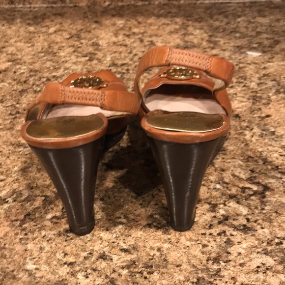 MICHAEL Michael Kors Women Leather Peep Toe sandals wedge Brown | 8.5 - Picture 4 of 16